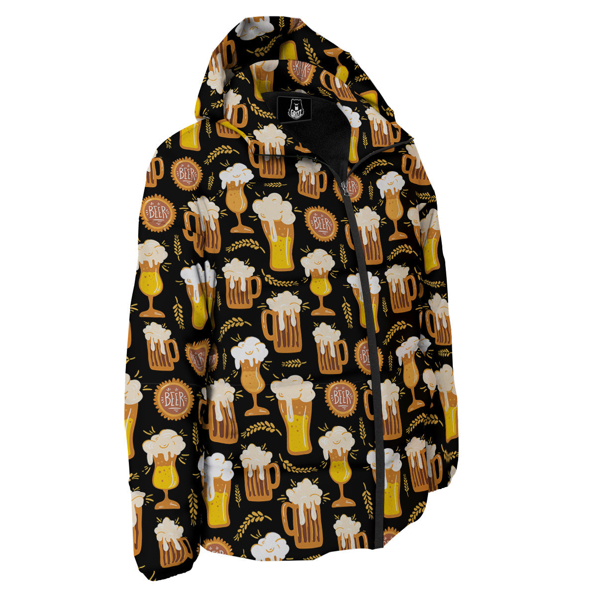 Glasses Of Beer Vintage Print Pattern Down Jacket-grizzshop