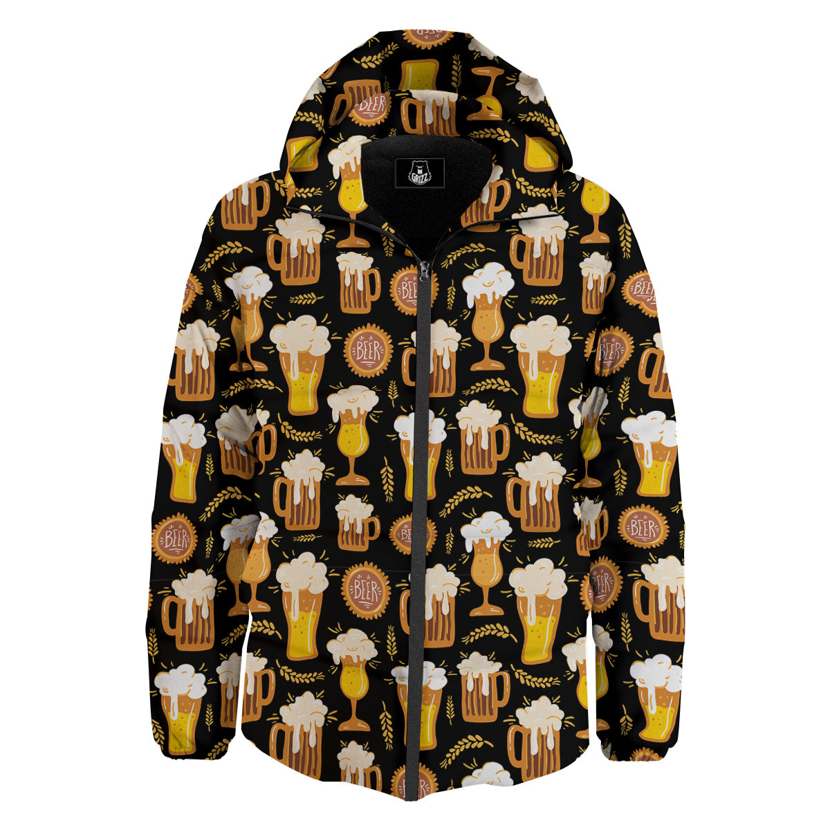 Glasses Of Beer Vintage Print Pattern Down Jacket-grizzshop