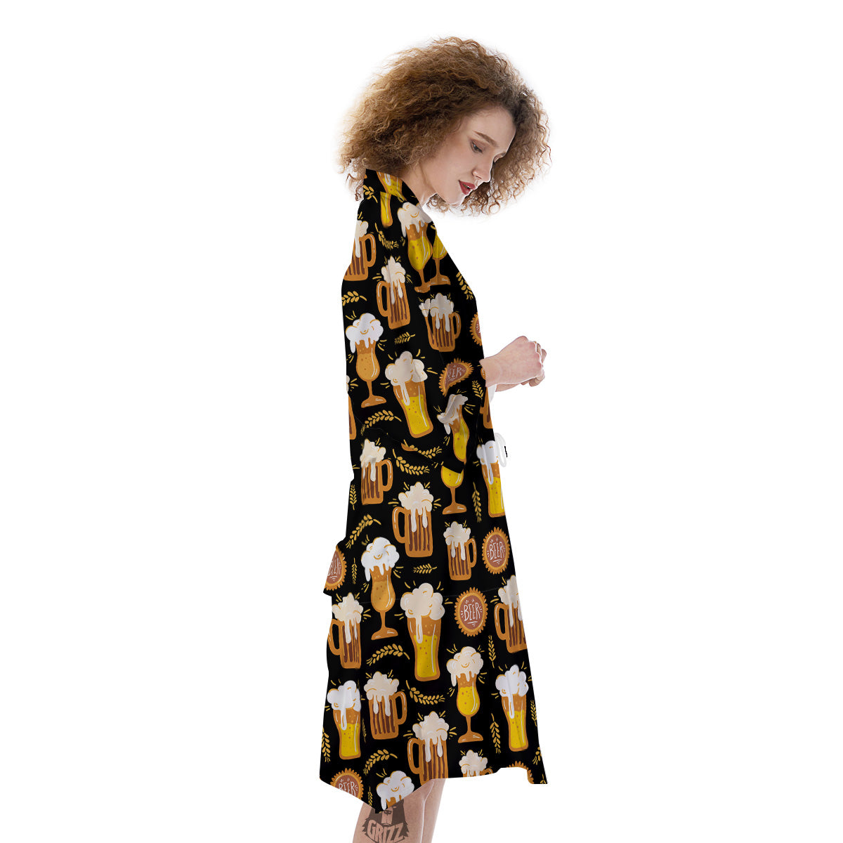 Glasses Of Beer Vintage Print Pattern Kimono-grizzshop