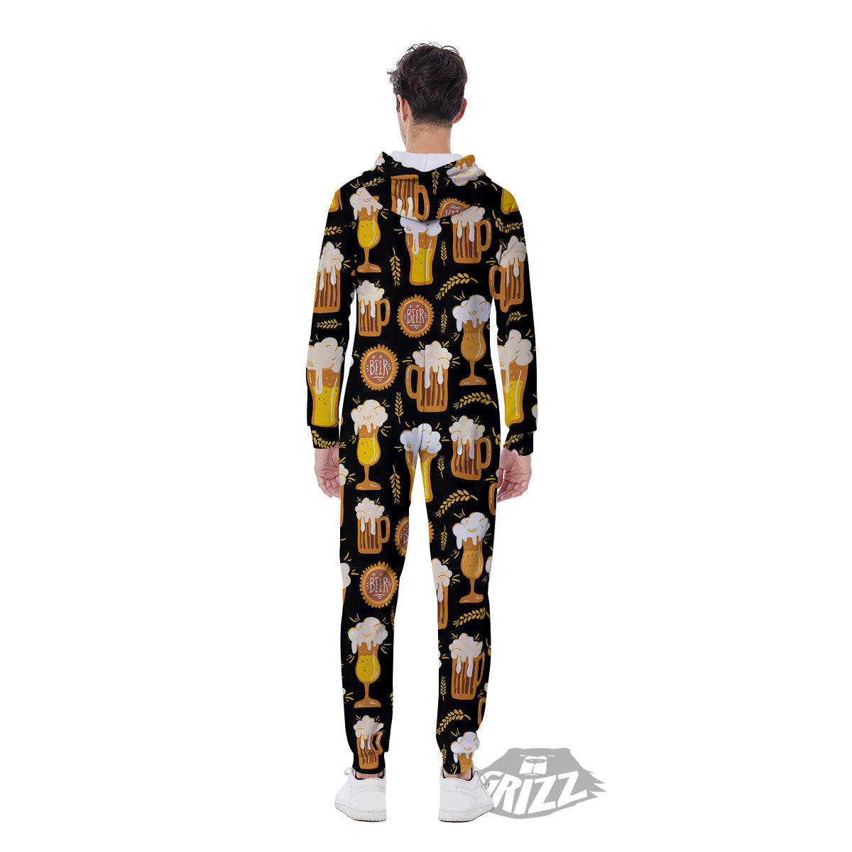 Glasses Of Beer Vintage Print Pattern Men's Jumpsuit-grizzshop