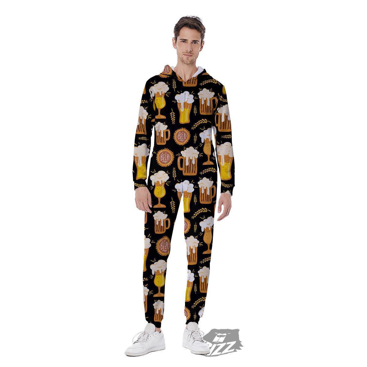 Glasses Of Beer Vintage Print Pattern Men's Jumpsuit-grizzshop