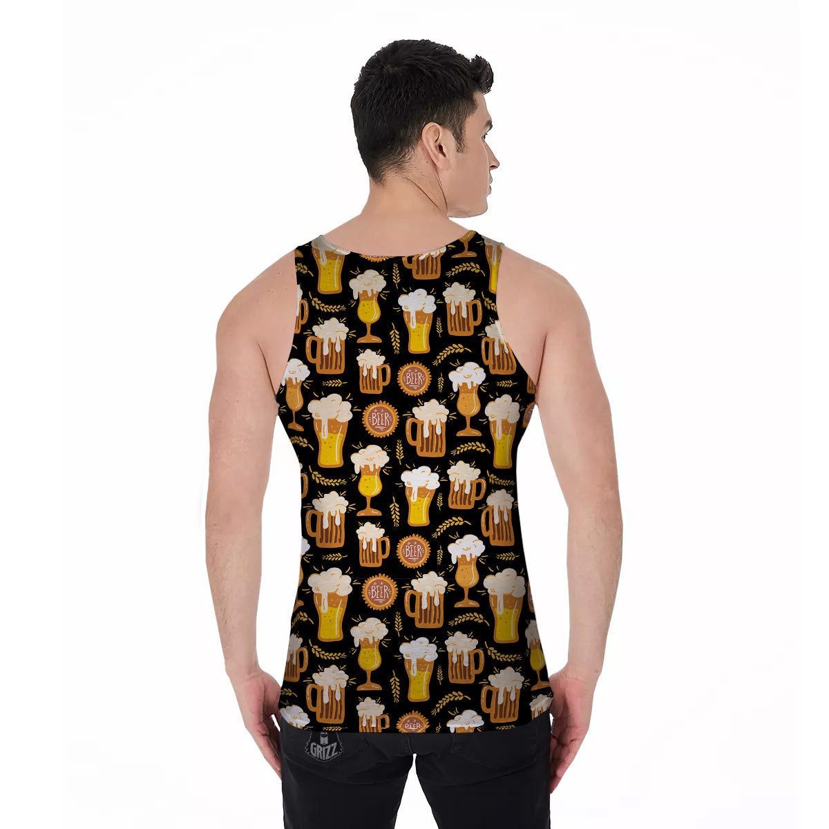Glasses Of Beer Vintage Print Pattern Men's Tank Top-grizzshop