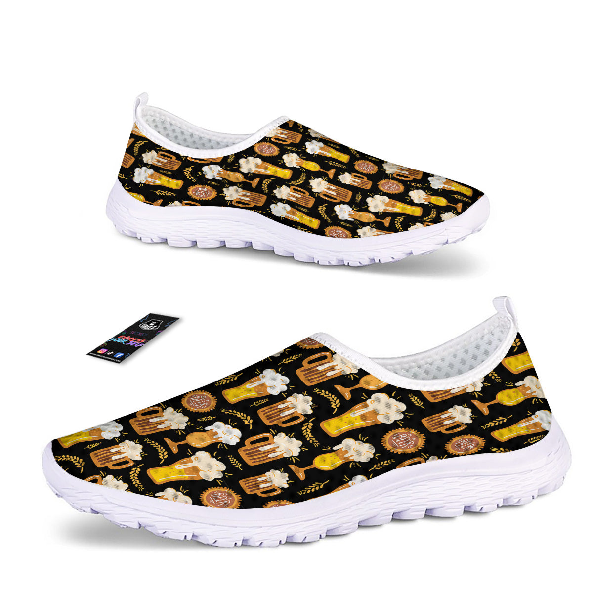 Glasses Of Beer Vintage Print Pattern Nurse Shoes-grizzshop