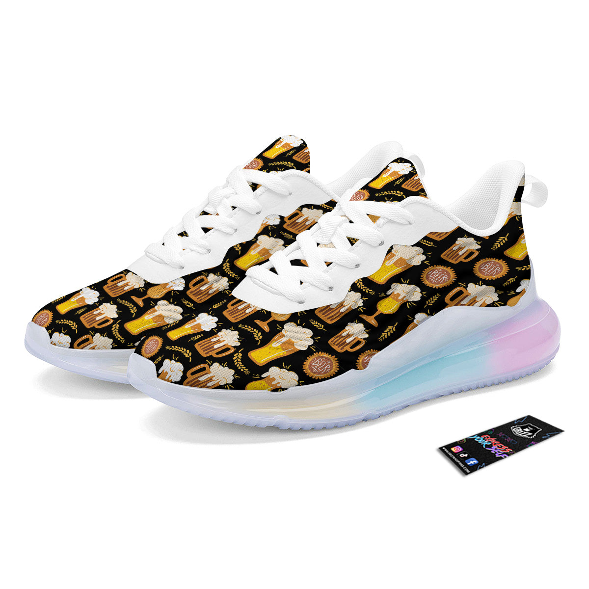 Glasses Of Beer Vintage Print Pattern Running Sneakers-grizzshop