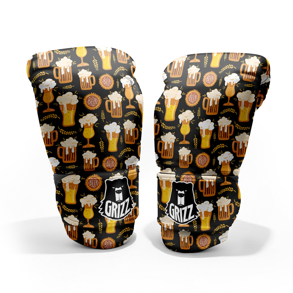 Glasses Of Beer Vintage Print Pattern Pro Boxing Glove
