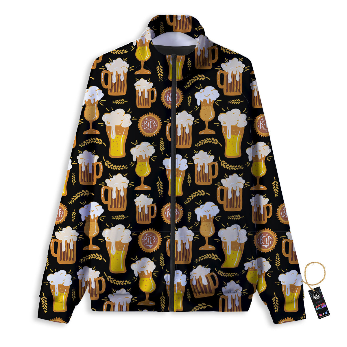 Glasses Of Beer Vintage Print Pattern Track Jacket-grizzshop
