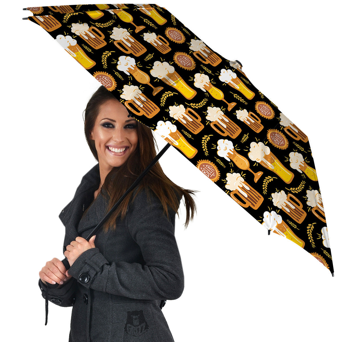 Glasses Of Beer Vintage Print Pattern Umbrella-grizzshop