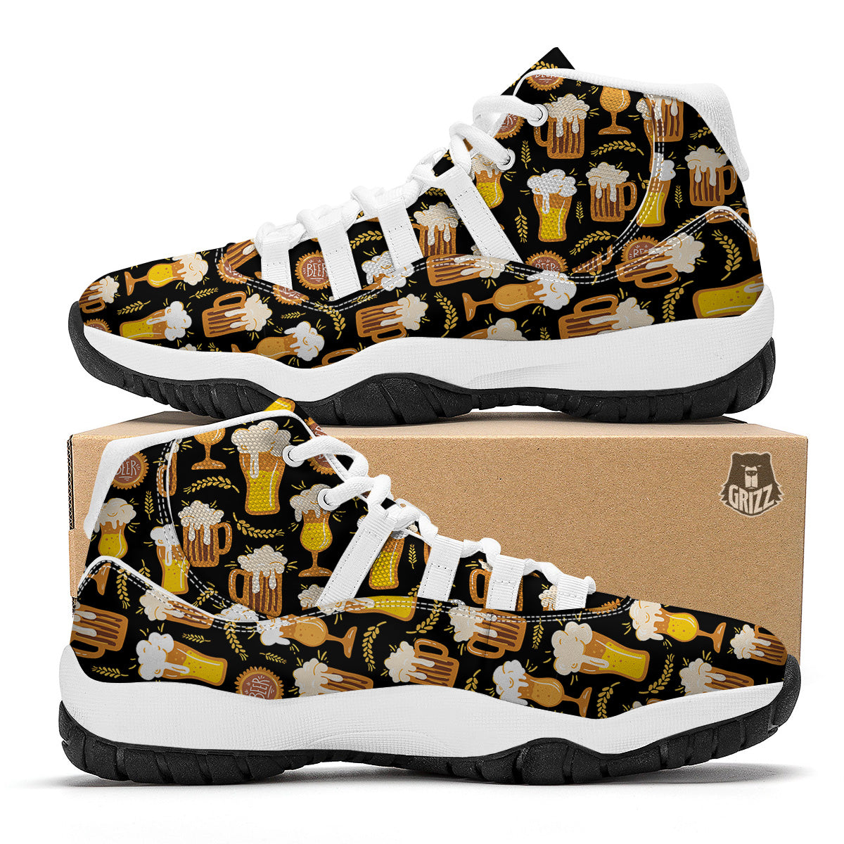 Glasses Of Beer Vintage Print Pattern White Bball Shoes-grizzshop