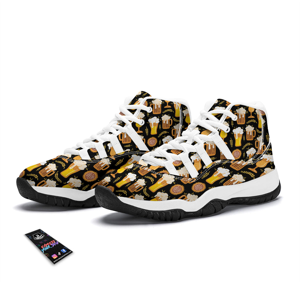Glasses Of Beer Vintage Print Pattern White Bball Shoes-grizzshop