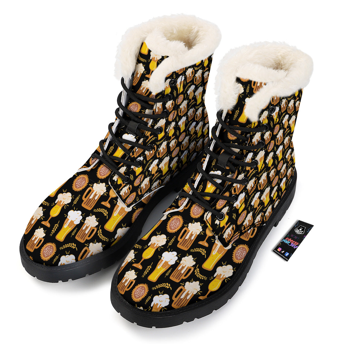 Glasses Of Beer Vintage Print Pattern Winter Boots-grizzshop