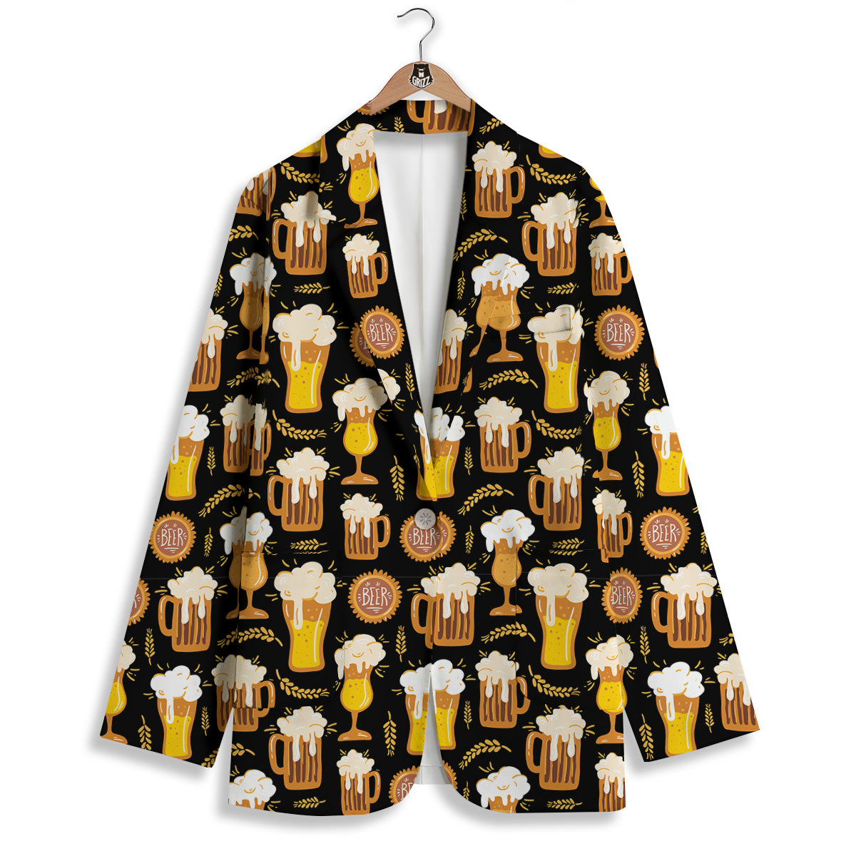 Glasses Of Beer Vintage Print Pattern Women's Blazer-grizzshop