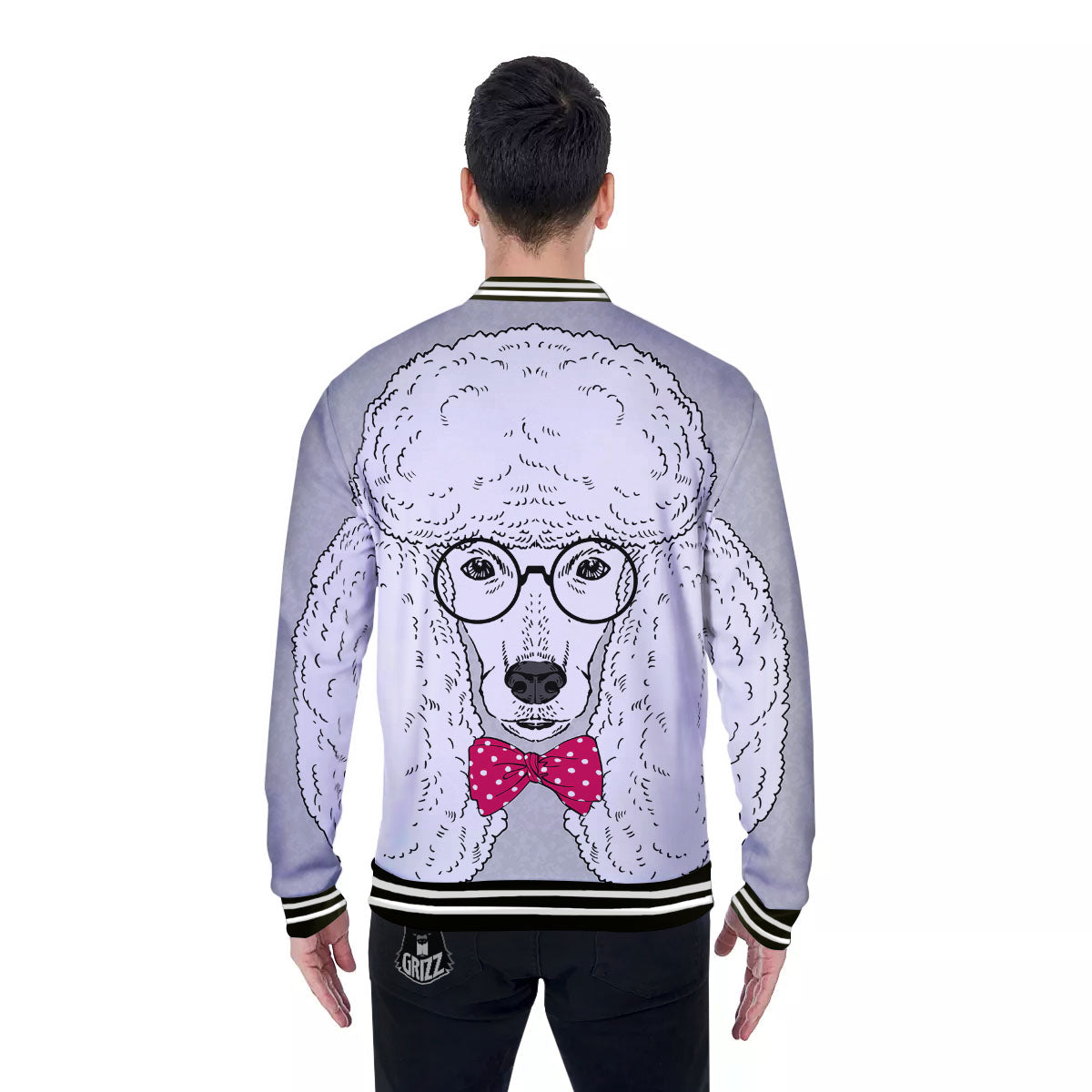 Glasses Poodle Print Baseball Jacket-grizzshop