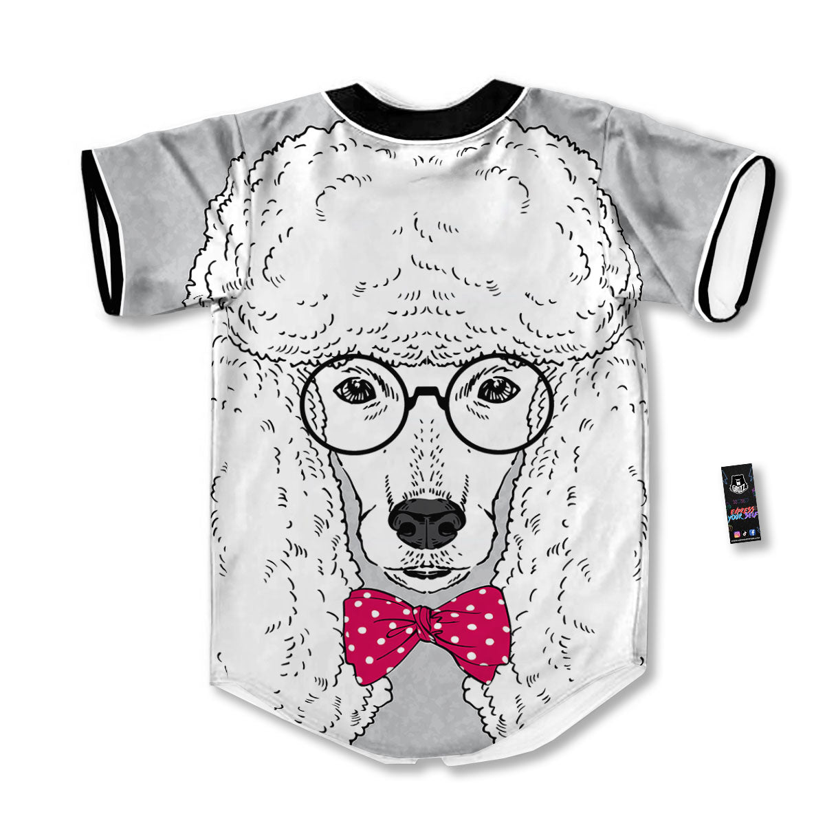 Glasses Poodle Print Baseball Jersey-grizzshop