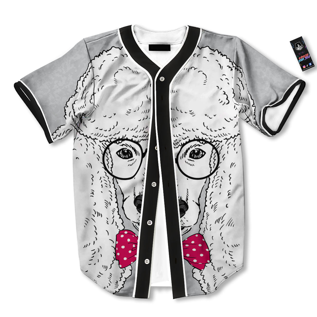 Glasses Poodle Print Baseball Jersey-grizzshop