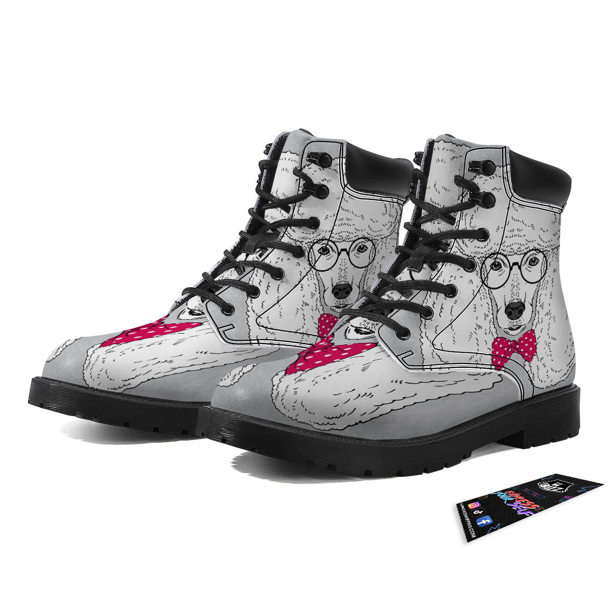 Glasses Poodle Print Boots-grizzshop
