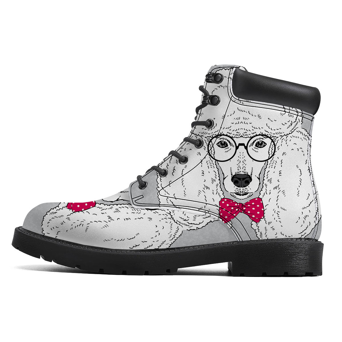 Glasses Poodle Print Boots-grizzshop