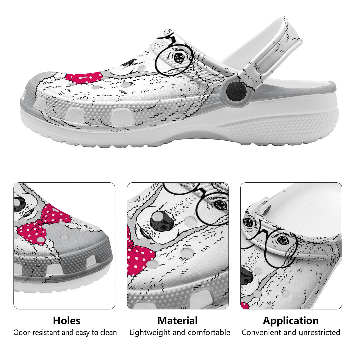 Glasses Poodle Print Clog-grizzshop
