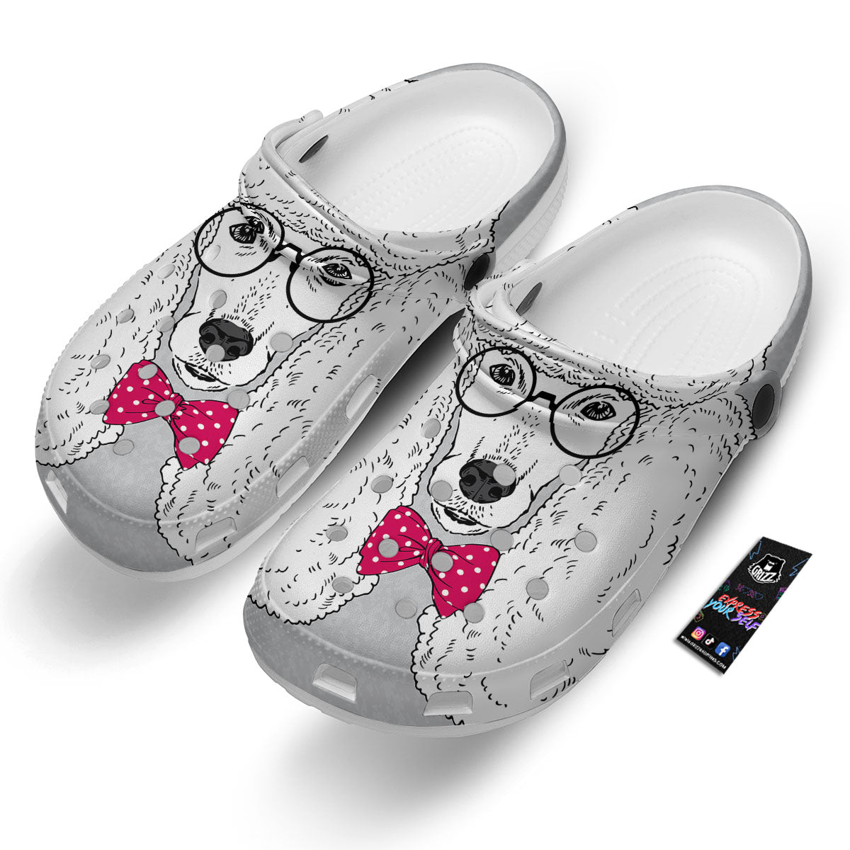 Glasses Poodle Print Clog-grizzshop