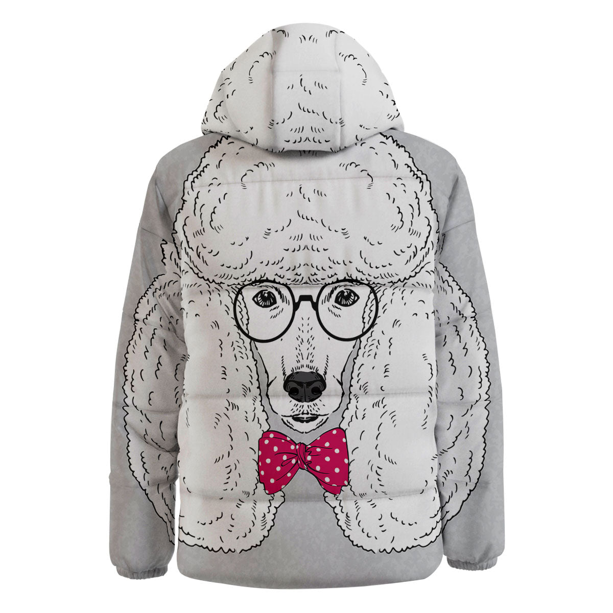 Glasses Poodle Print Down Jacket-grizzshop