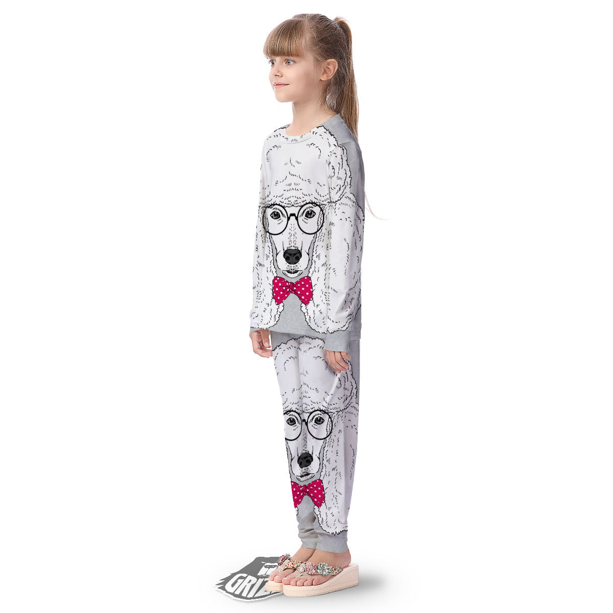 Glasses Poodle Print Kid's Pajamas-grizzshop