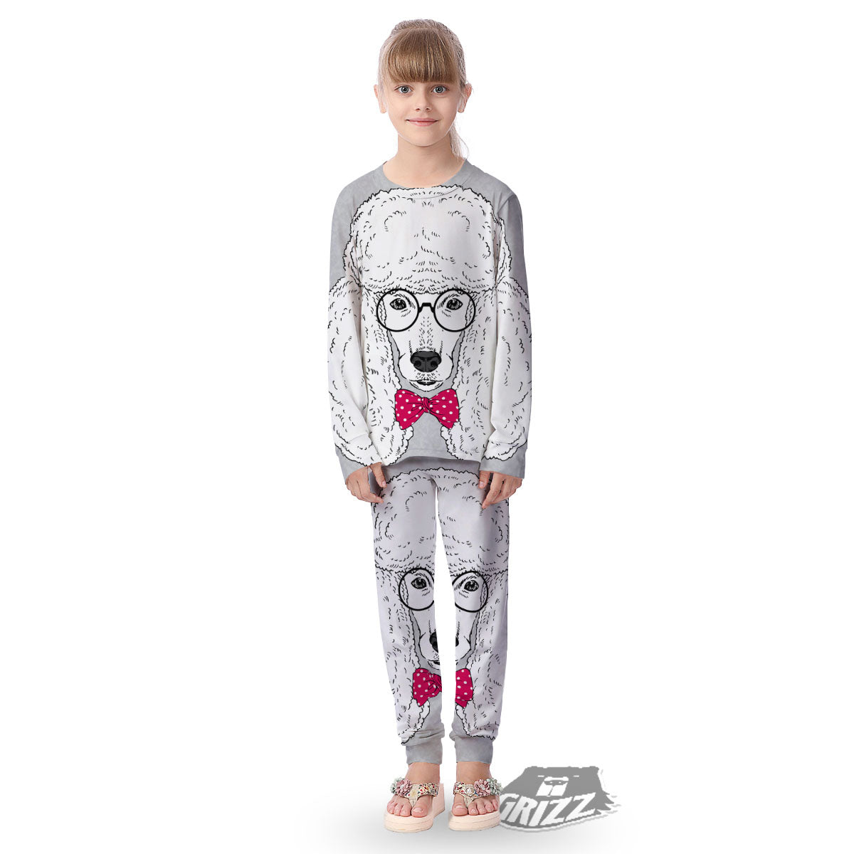 Glasses Poodle Print Kid's Pajamas-grizzshop