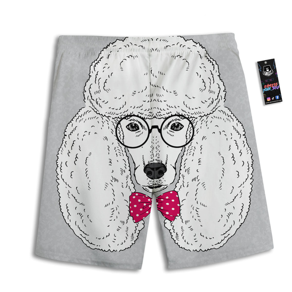 Glasses Poodle Print Men's Athletic Shorts