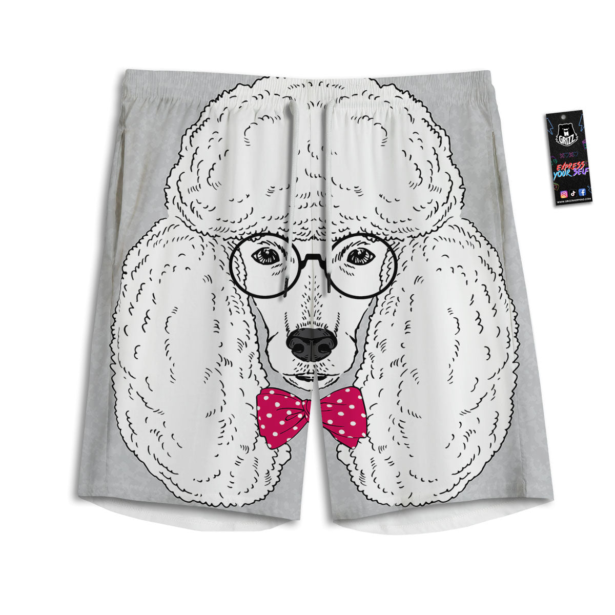 Glasses Poodle Print Men's Athletic Shorts