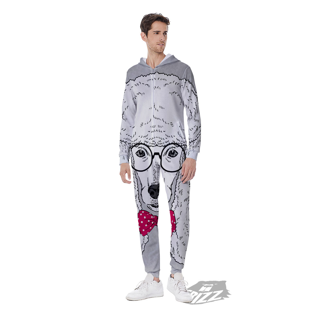 Glasses Poodle Print Men's Jumpsuit-grizzshop