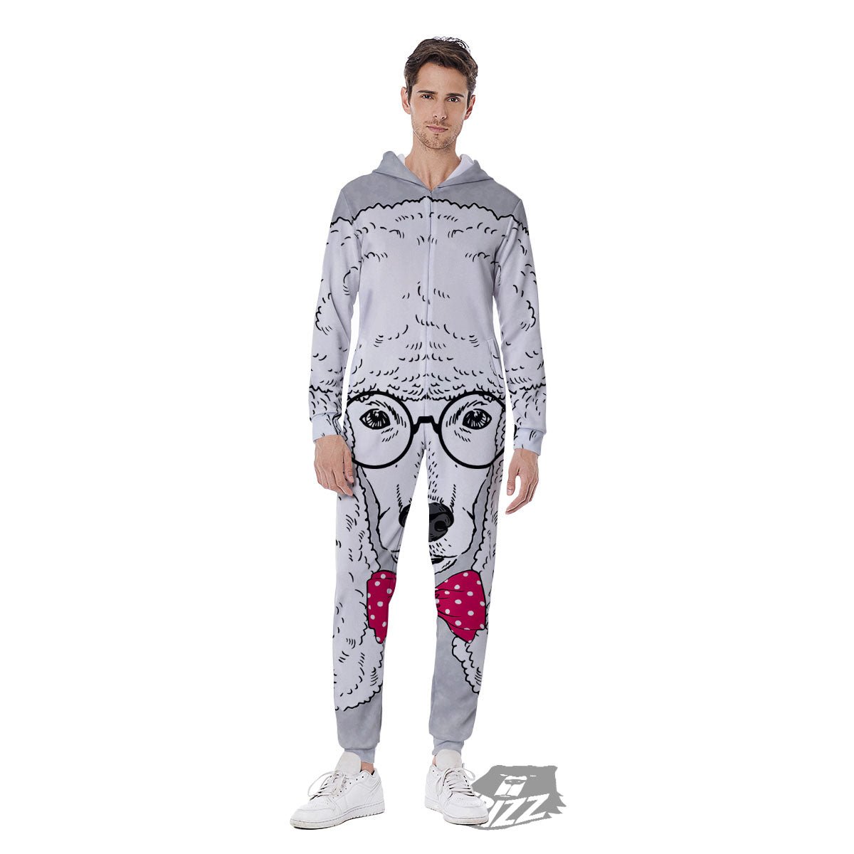 Glasses Poodle Print Men's Jumpsuit-grizzshop