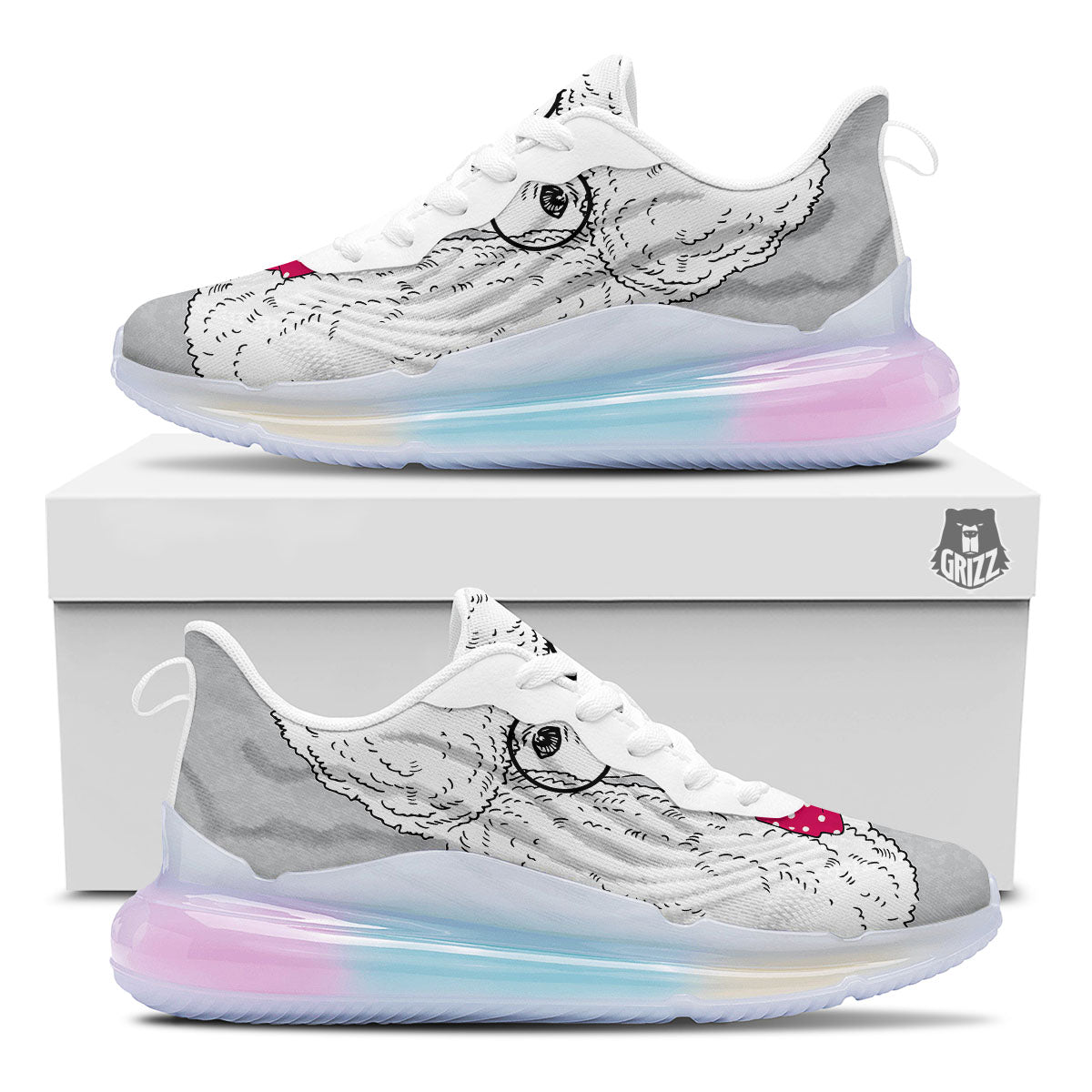 Glasses Poodle Print Running Sneakers-grizzshop