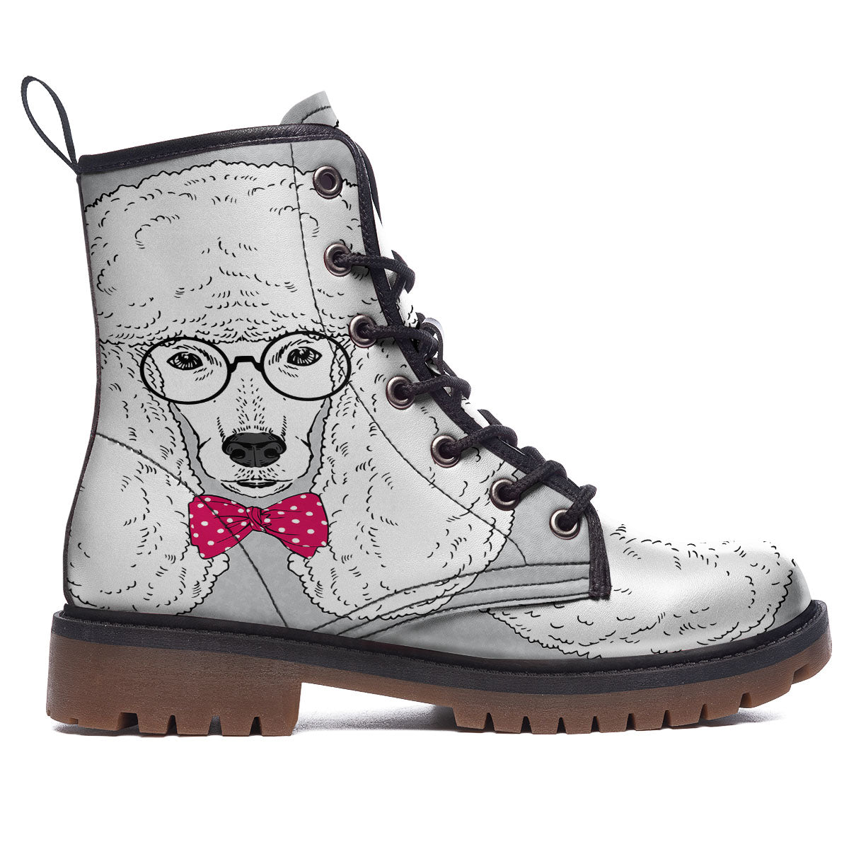 Glasses Poodle Print Work Boots-grizzshop