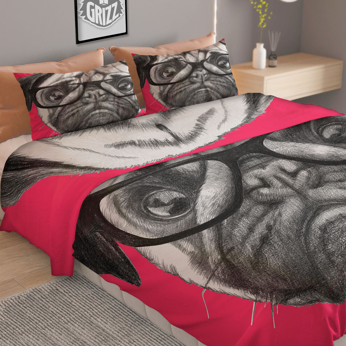 Geometric Heart Valentine's Day Print Pattern Duvet Cover Bedding Set