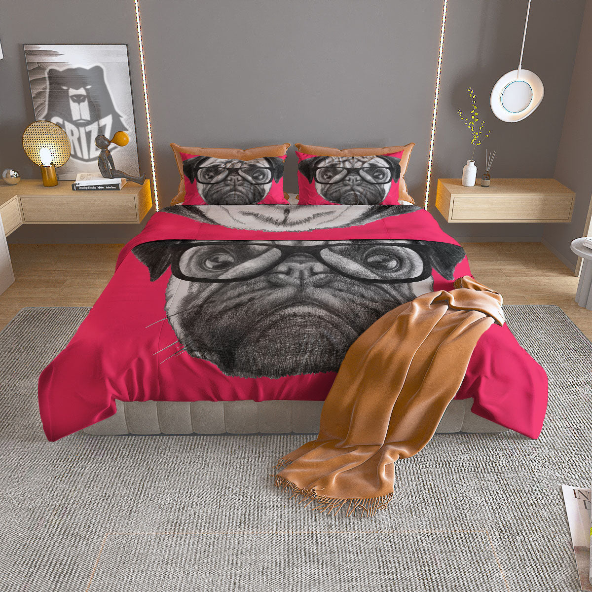 Geometric Heart Valentine's Day Print Pattern Duvet Cover Bedding Set