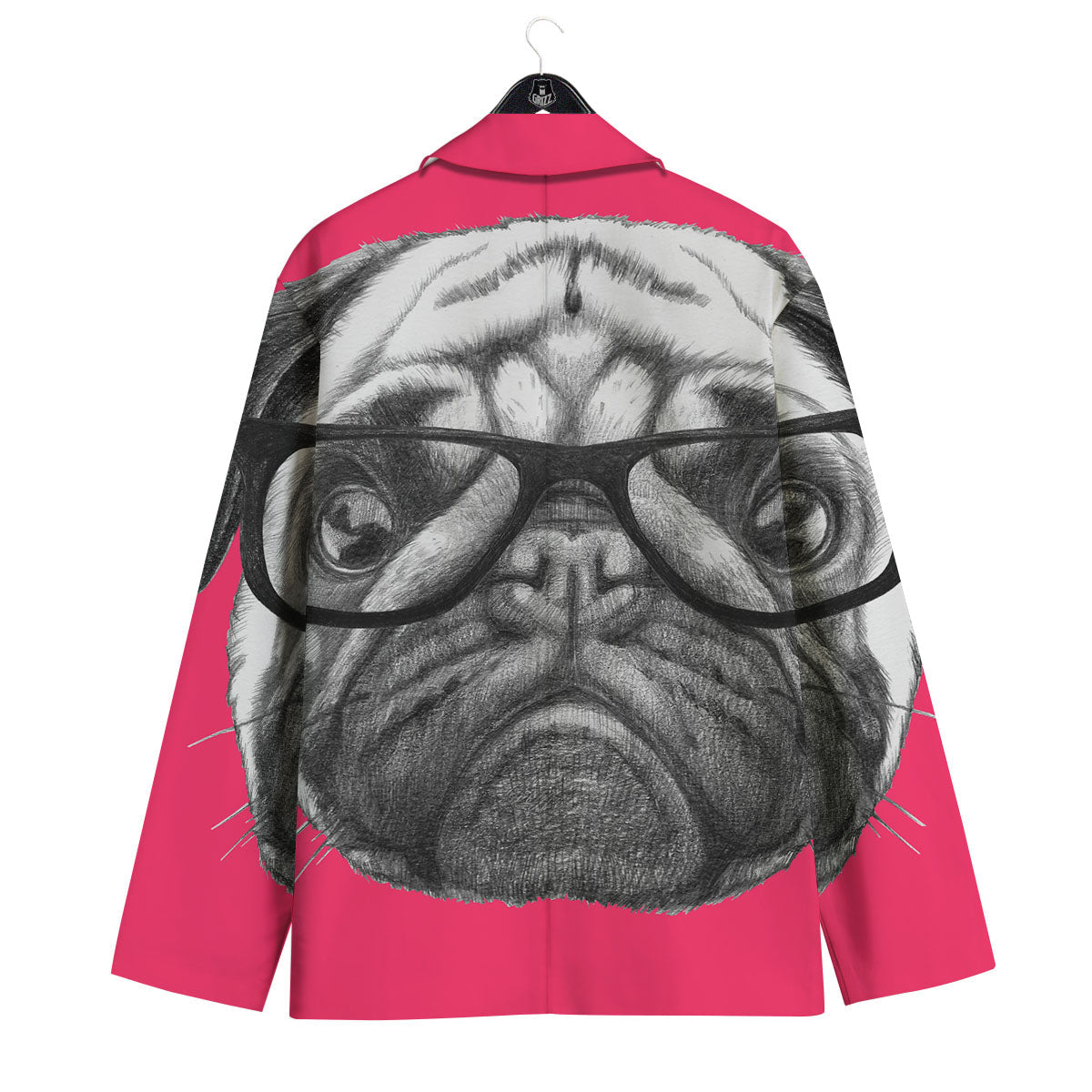 Glasses Pug Portrait Print Men's Sport Coat-grizzshop