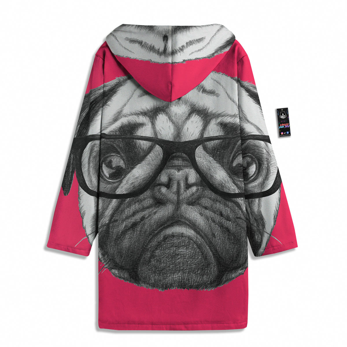 Glasses Pug Portrait Print Men's Windbreaker Jacket-grizzshop