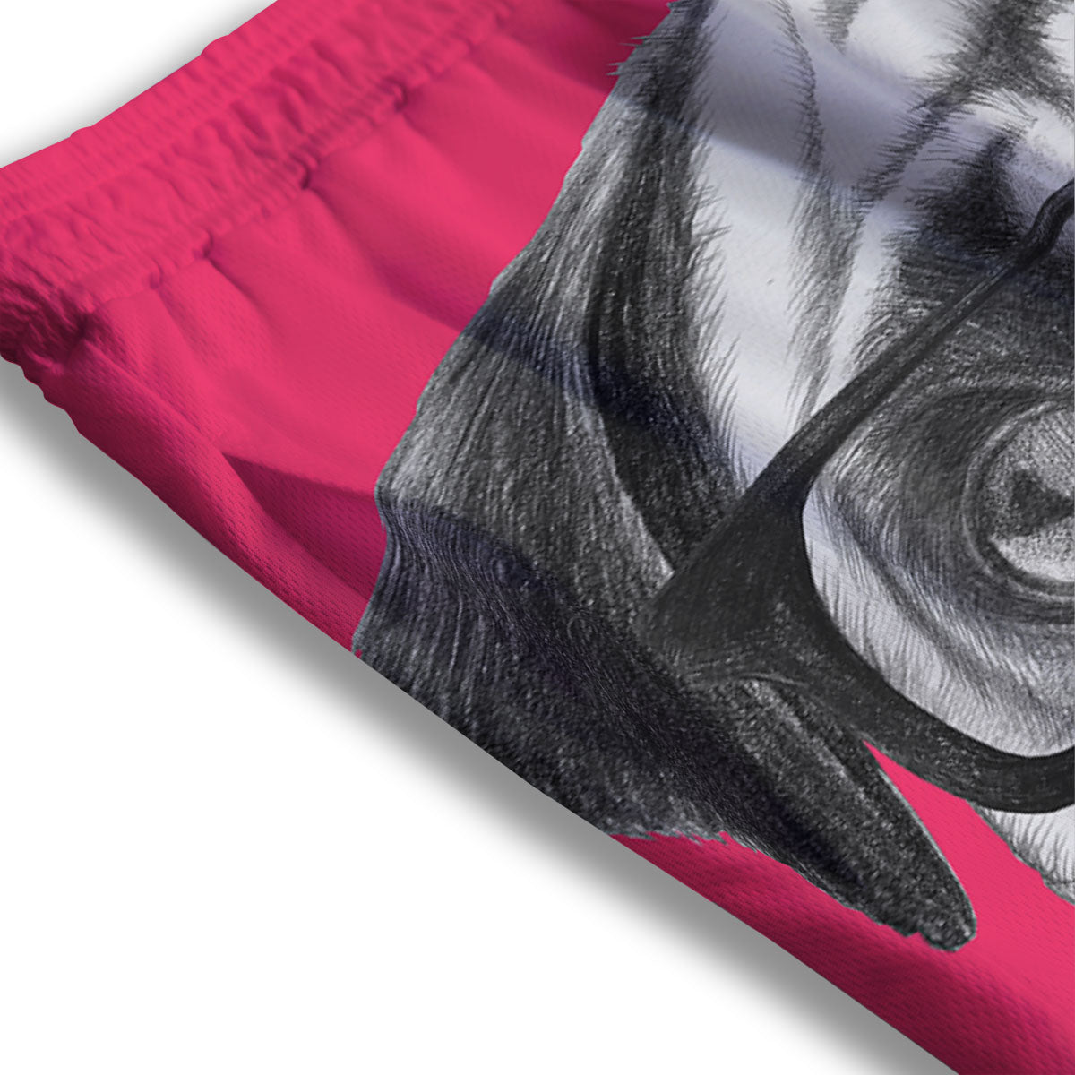 Glasses Pug Portrait Print Mesh Shorts