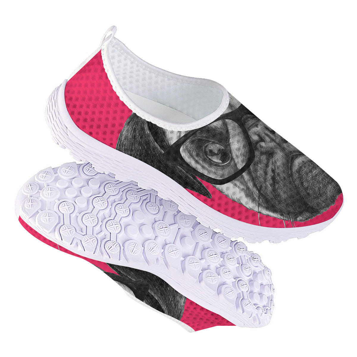 Glasses Pug Portrait Print Nurse Shoes-grizzshop