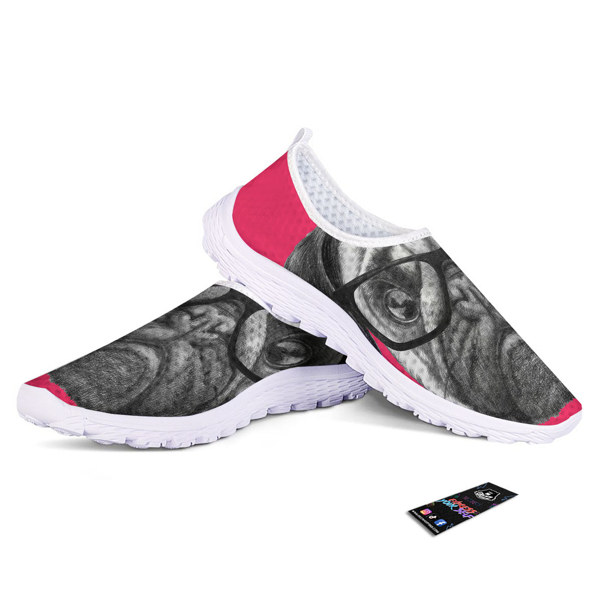Glasses Pug Portrait Print Nurse Shoes-grizzshop