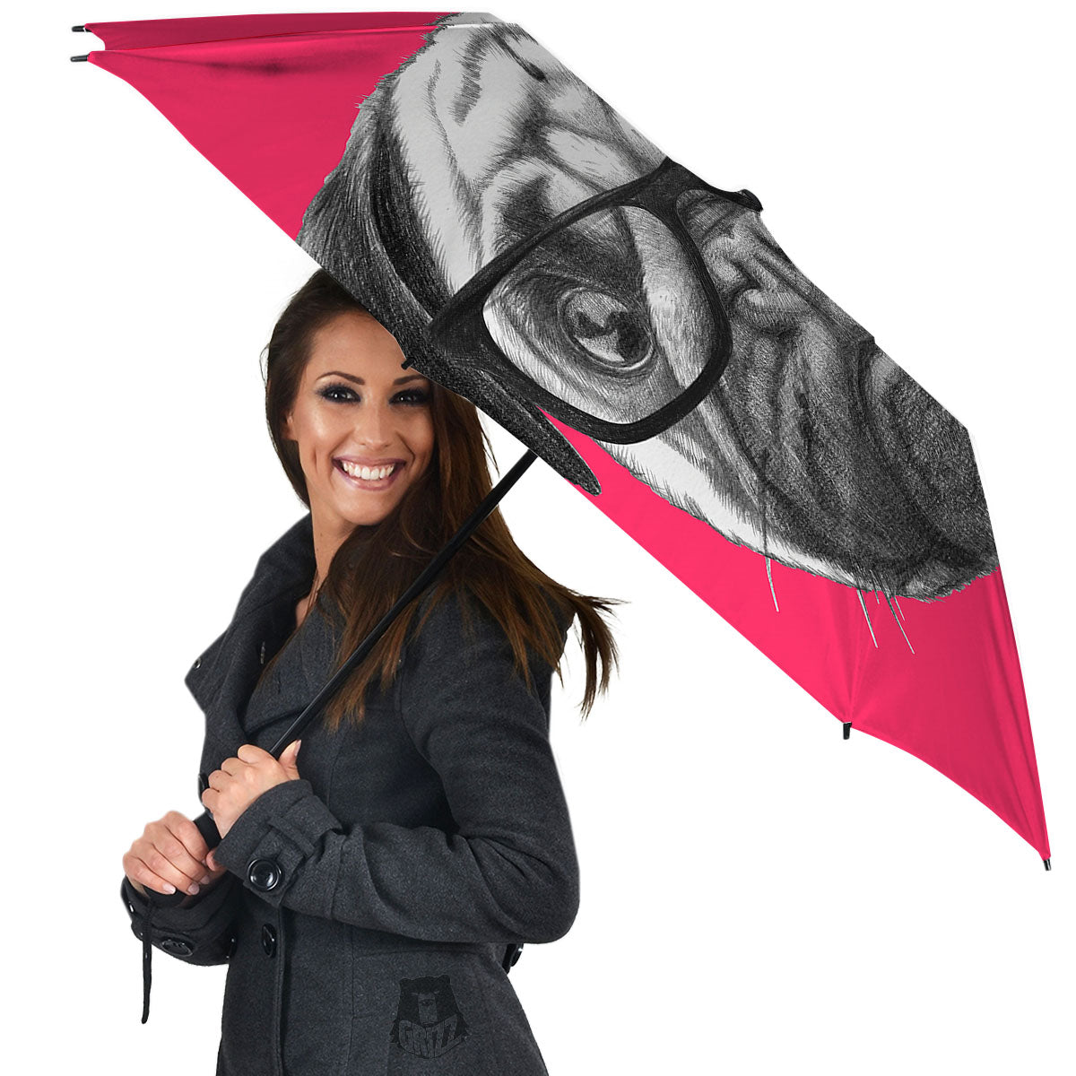 Glasses Pug Portrait Print Umbrella-grizzshop