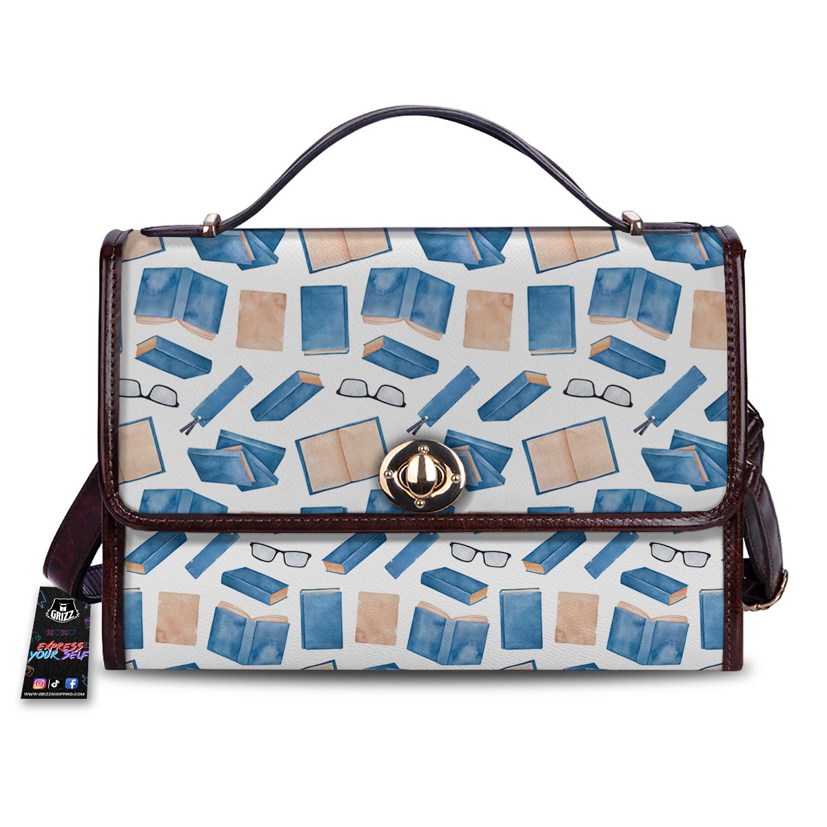 Glasses And Reading Books Print Pattern Women's Satchel Bag