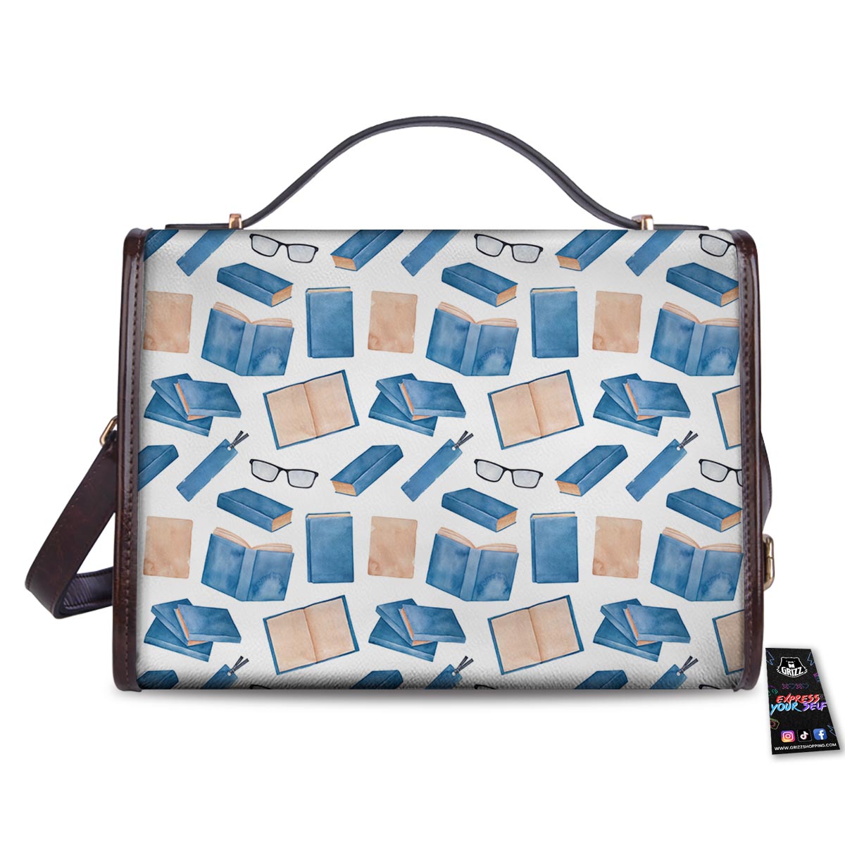 Glasses And Reading Books Print Pattern Women's Satchel Bag
