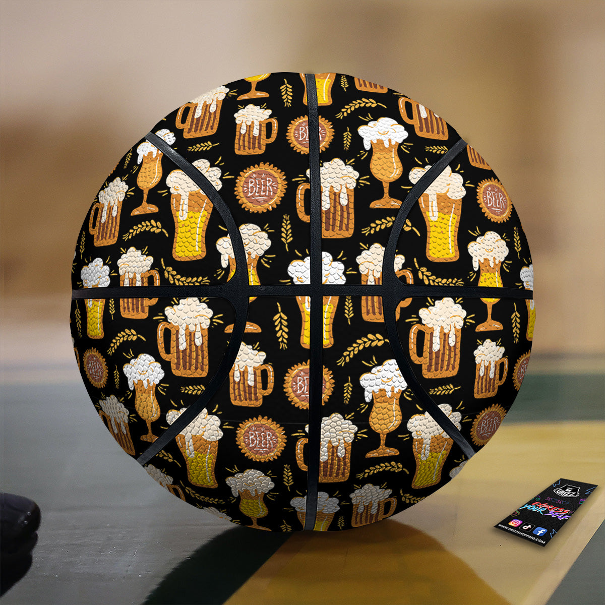 Glasses Of Beer Vintage Print Pattern Basketball