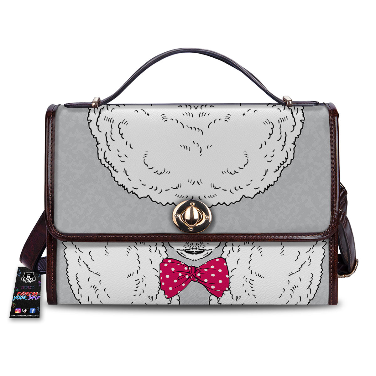 Glasses Poodle Print Women's Satchel Bag