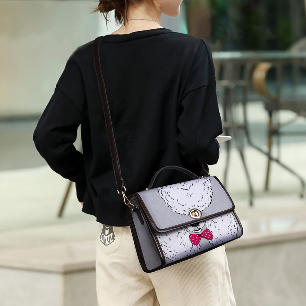 Glasses Poodle Print Women's Satchel Bag