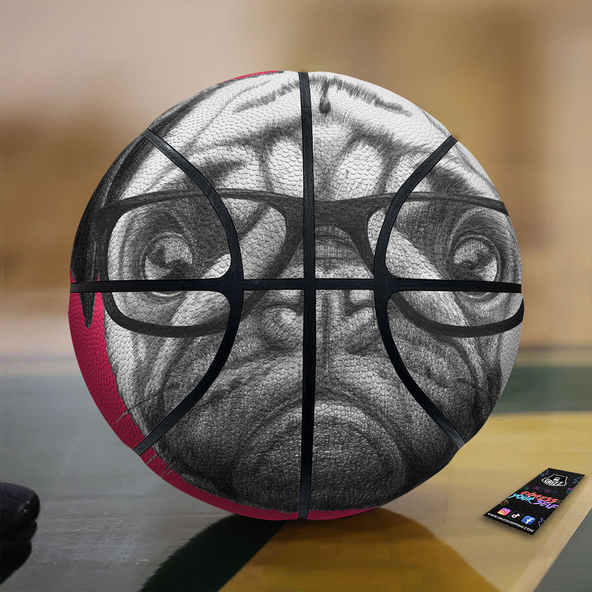 Geometric Leaf Vintage Print Pattern Basketball