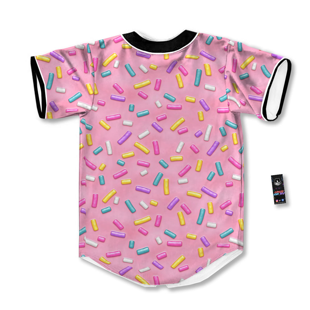 Glazed Donut Pink Print Pattern Baseball Jersey-grizzshop