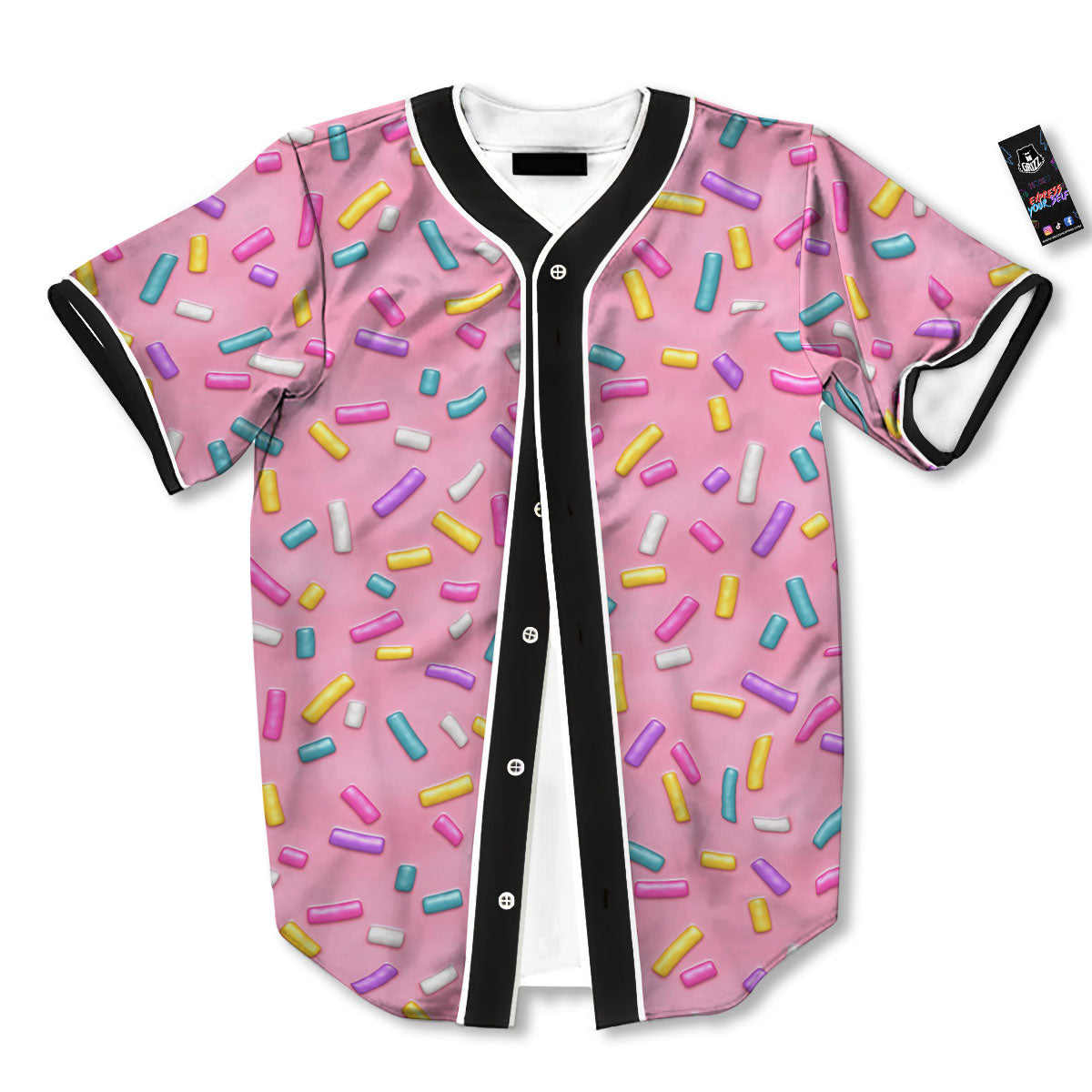 Glazed Donut Pink Print Pattern Baseball Jersey-grizzshop