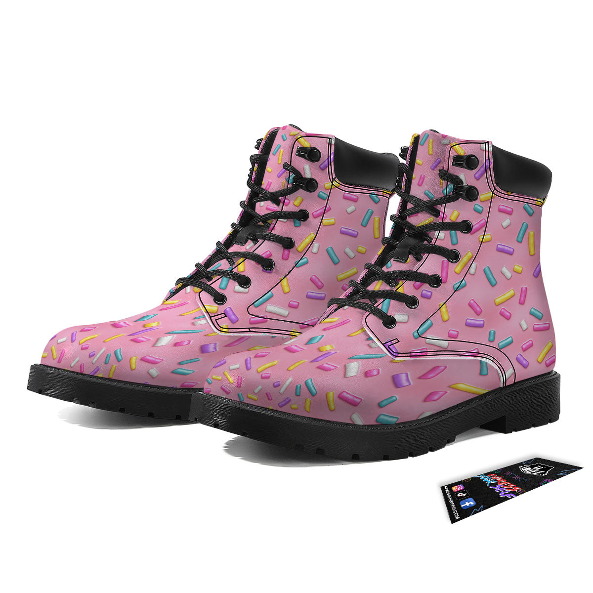 Glazed Donut Pink Print Pattern Boots-grizzshop