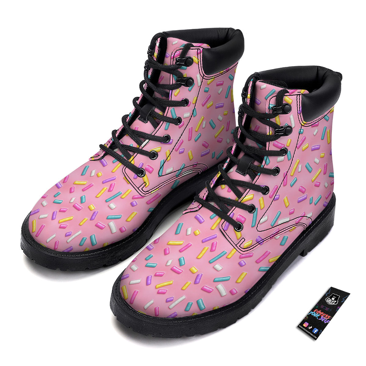 Glazed Donut Pink Print Pattern Boots-grizzshop