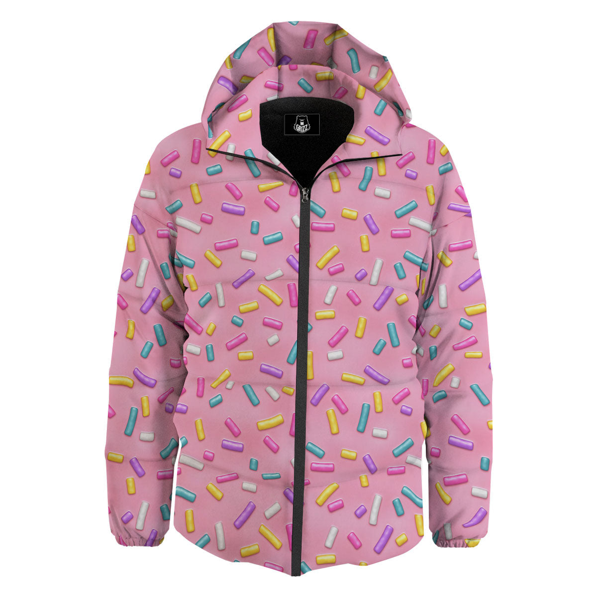 Glazed Donut Pink Print Pattern Down Jacket-grizzshop